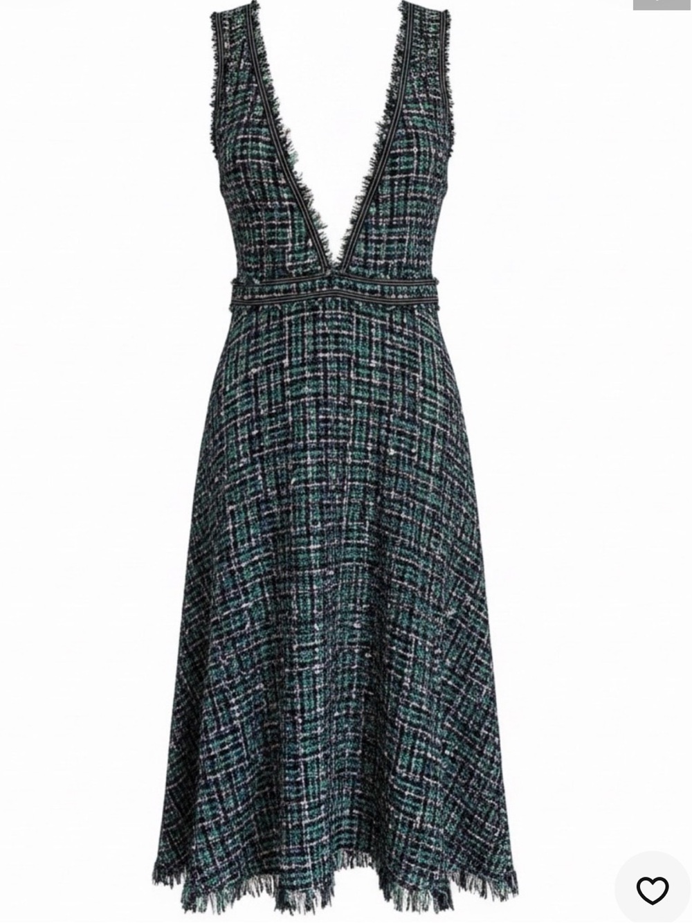 Zara Green and Blue Tweed Pinafore Midi Dress Medium